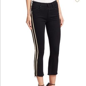Mother insider crop step fray guilty racer stripe